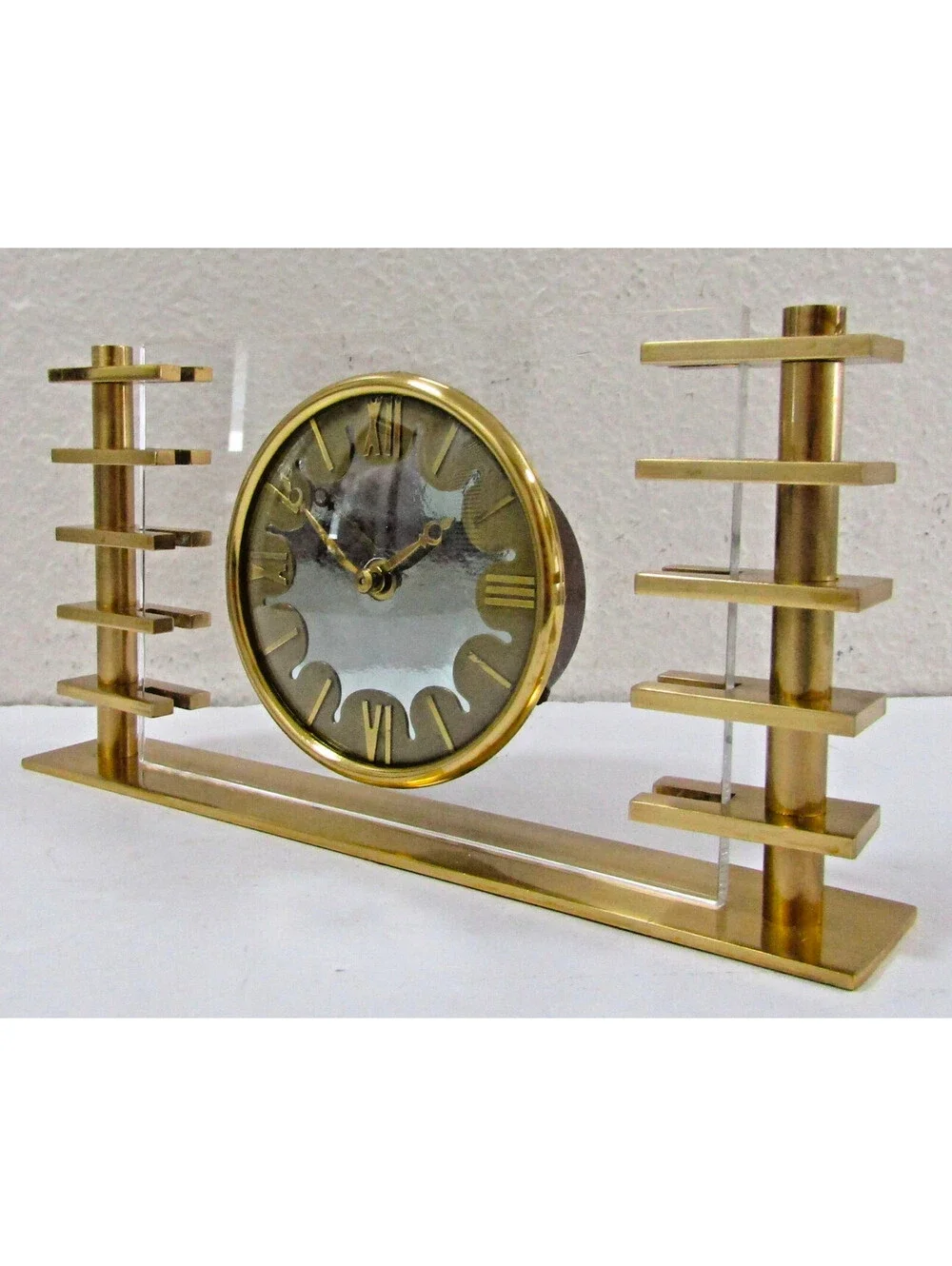 Art Deco 1930s Smiths Bronze and Lucite Desk Clock